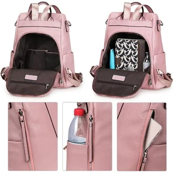 Leather Backpack Purses for Women Antitheft Soft Rucksack Ladies Shoulder